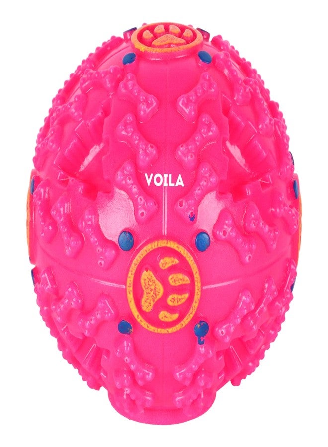Voila Plastic Dog Toy Ball with Ring, Bouncy Fetch Ball with Handle for Easy Grip, Ideal for Small, Medium & Large Dogs, Fun Play & Teething Toy (Pack of 1) Pink - Image 1